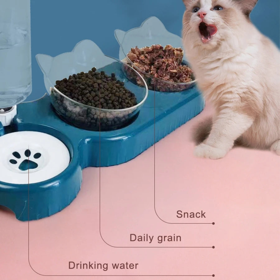 Cat Food Bowl Automatic Feeder Dispenser