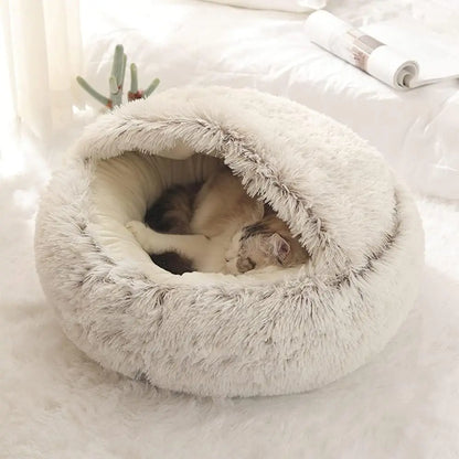 Soft Plush Pet Bed with Cover Round