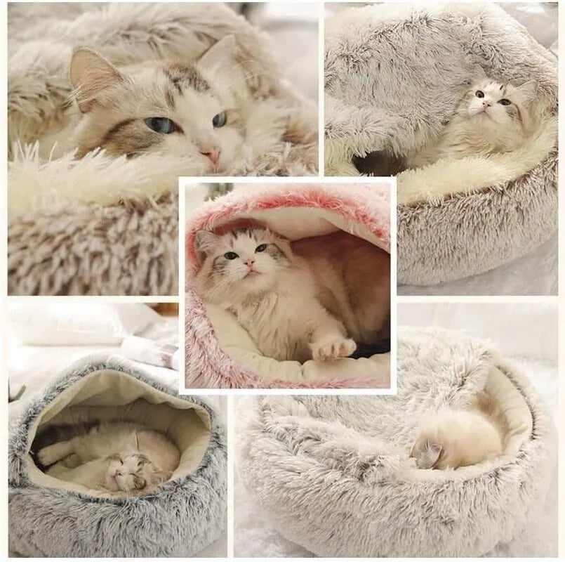 Soft Plush Pet Bed with Cover Round